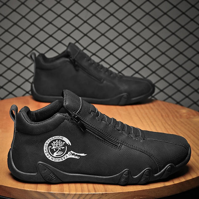 Men's Casual Flat Bottom Sneakers with Side Zipper – Stylish & Comfortable Men's Sneakers