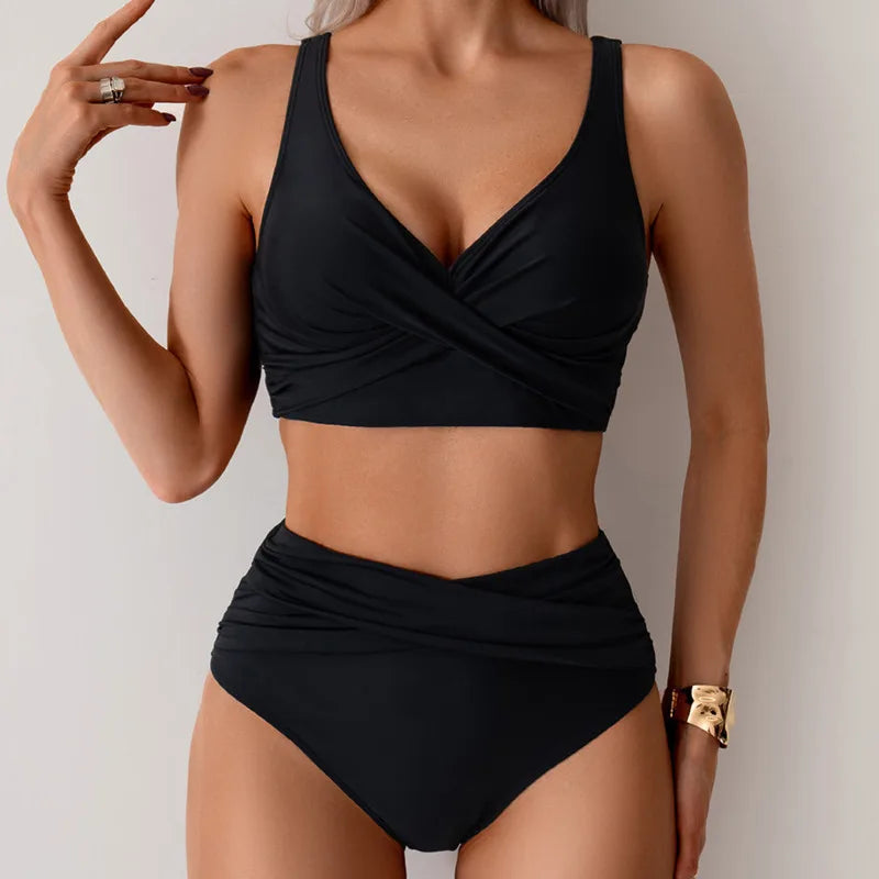 Women's Push-Up Bikini Swimwear with High Waist Design