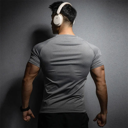 men's slim fit compression T-shirt Sports leisure gym exercise training T-shirt elastic quick drying short sleeve T-shirt men tops