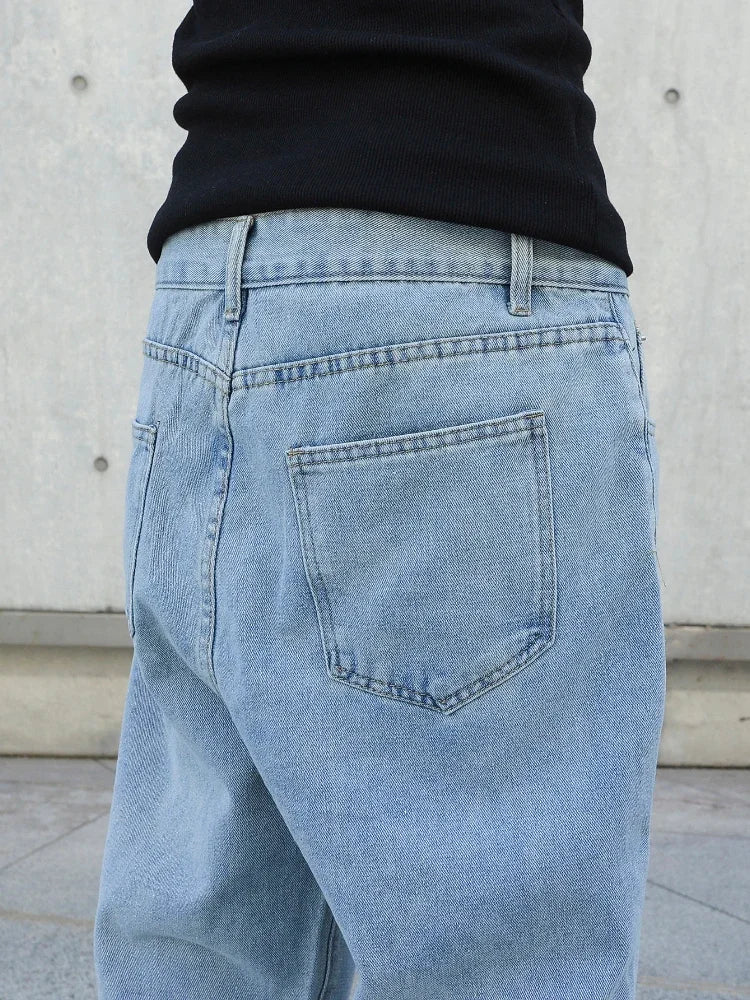 Men's Oversized Baggy Jeans - Loose Fit Straight Wide Leg Denim Pants