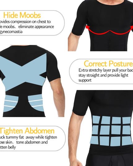1/2 Piece Men's Body Shaper T-Shirt