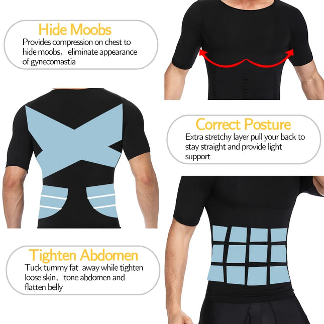 1/2 Piece Men's Body Shaper T-Shirt