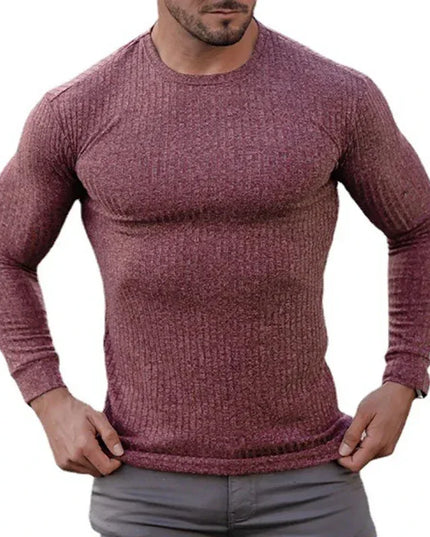 Slim Fit Men's Ribbed Knit Casual Sweater