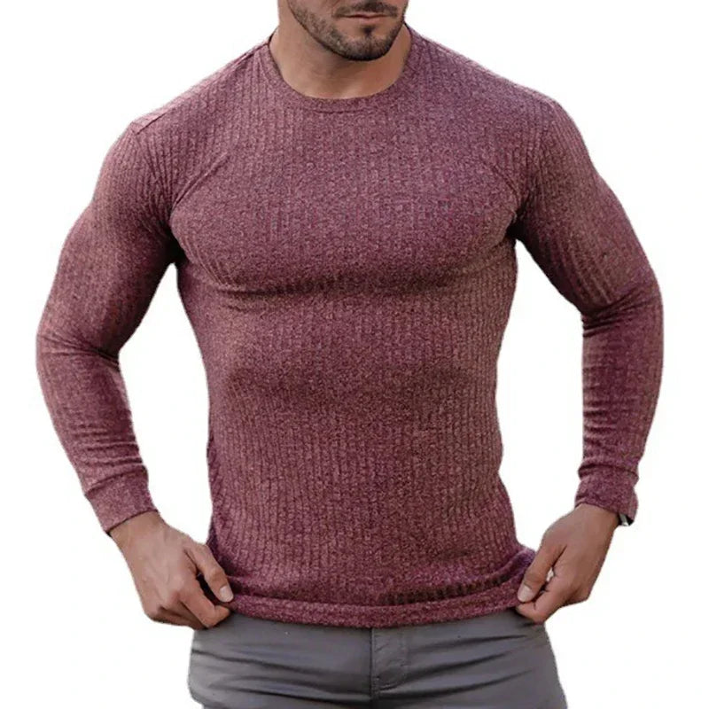 Slim Fit Men's Ribbed Knit Casual Sweater