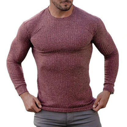 Slim Fit Men's Ribbed Knit Casual Sweater