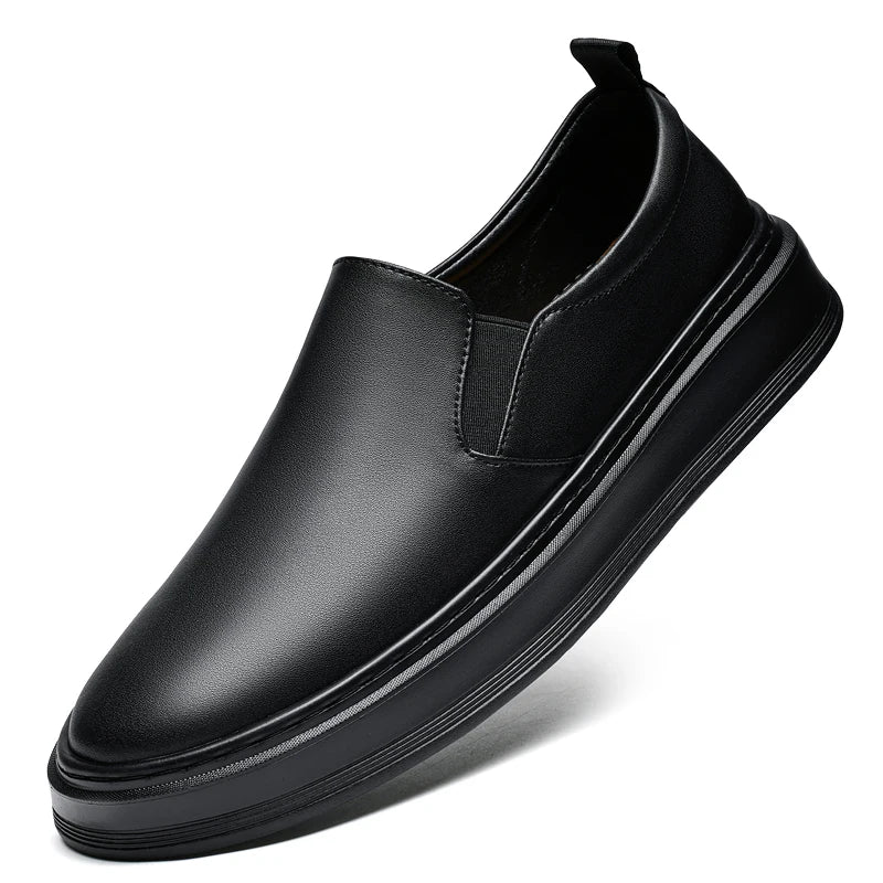 Men's Genuine Leather Slip-On Casual Shoes with Soft Sole