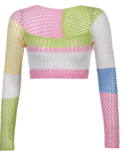 Women's Knitted Long Sleeve Crop Top