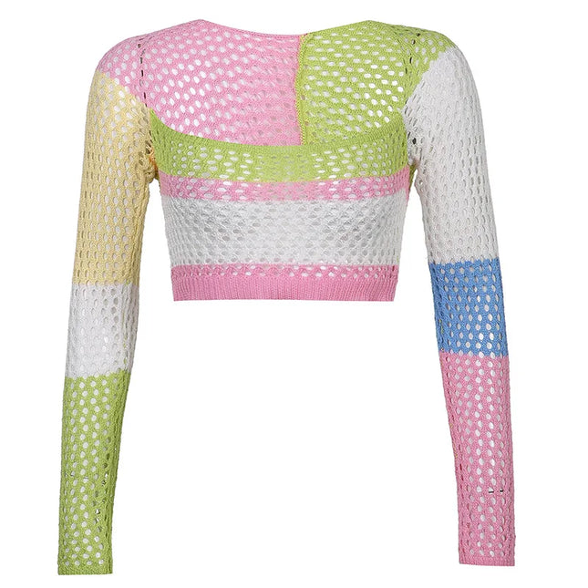 Women's Knitted Long Sleeve Crop Top