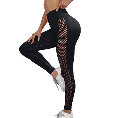 High Waist Push-Up Gym Leggings for Women with Side Mesh