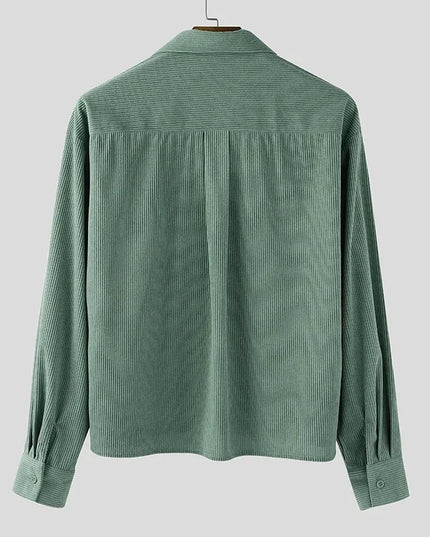 Men's Corduroy Casual Turn-Down Collar Button-Down Shirt