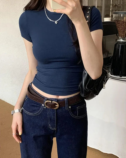 Women's Slim Fit Crewneck Cropped T-Shirt