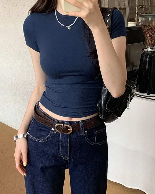 Women's Slim Fit Crewneck Cropped T-Shirt