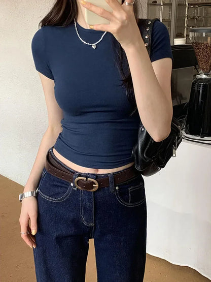 Women's Slim Fit Crewneck Cropped T-Shirt