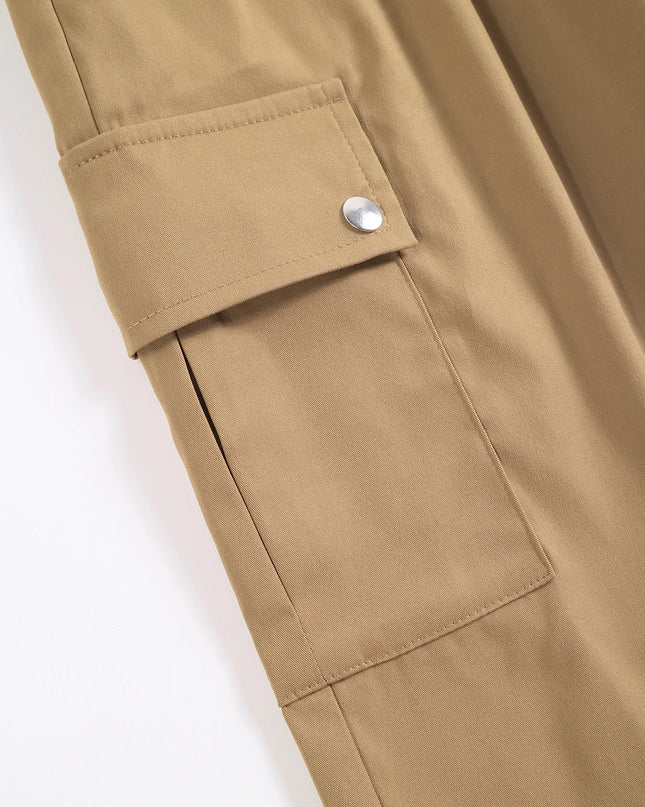 Women's Relaxed Fit Cargo Pants with Elastic Waist and Multiple Pockets