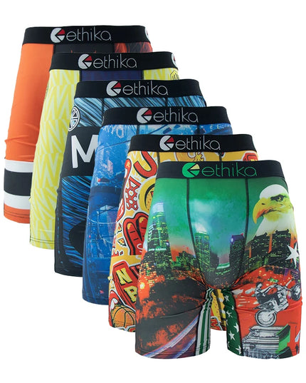 ETHIKA 6-Pack Men’s Breathable Boxer Briefs - Comfortable, Durable Underwear Trunks for Men