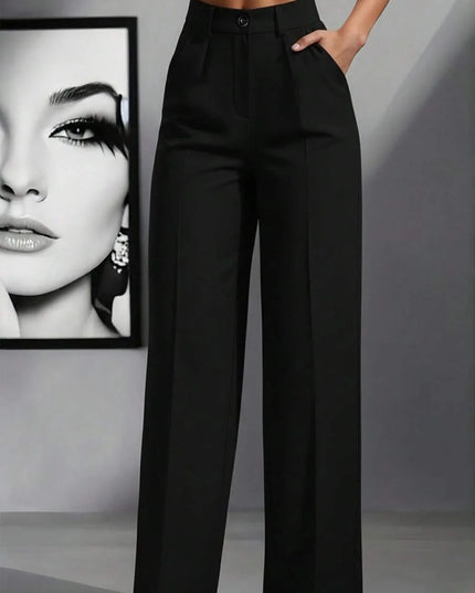 High-Waisted Straight Leg Pants for Women with Button Fly