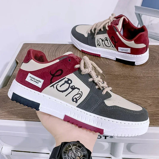 Men's Multicolor Graffiti Print Lace-Up Sneakers