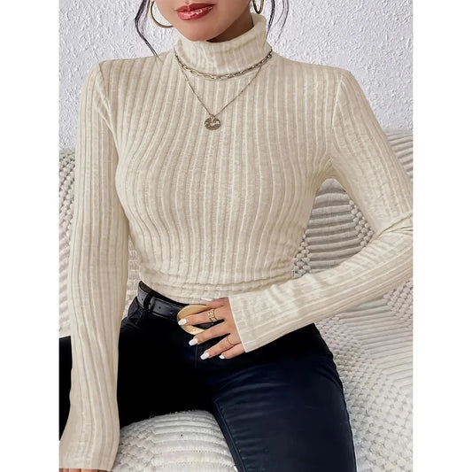 Women's Fitted Ribbed Knit Turtleneck Sweater