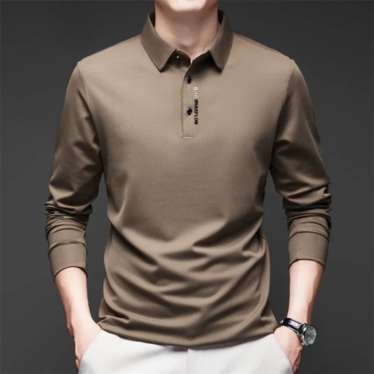 Men's Breathable Casual Long Sleeve Polo Shirt
