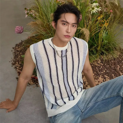 Retro Striped Knitted Men's Vest