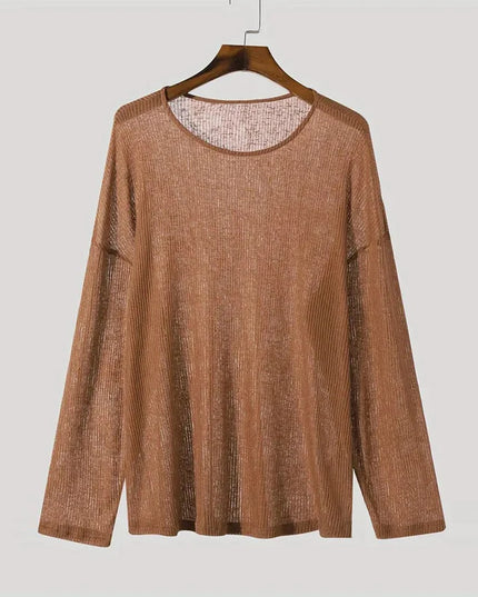 Men's Sheer O-Neck Long Sleeve Sweater