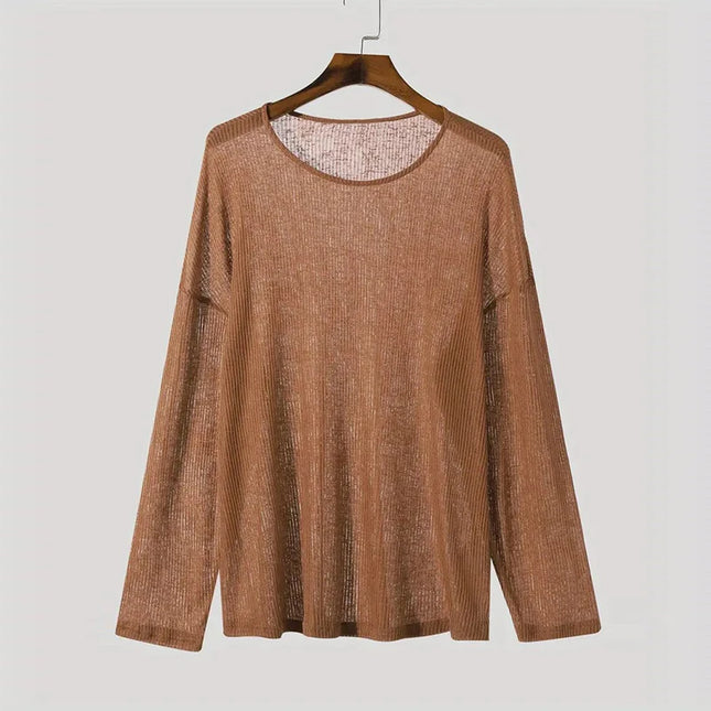 Men's Sheer O-Neck Long Sleeve Sweater