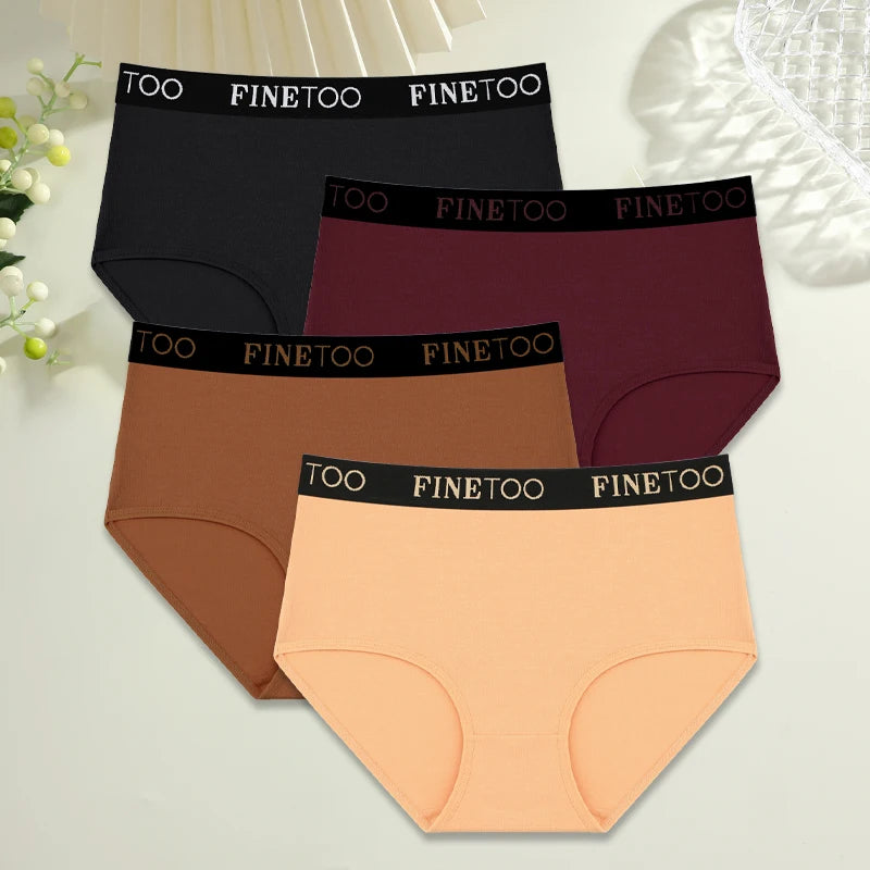 Women's 4-Piece Cotton High-Waist Seamless Breathable Elastic Underwear