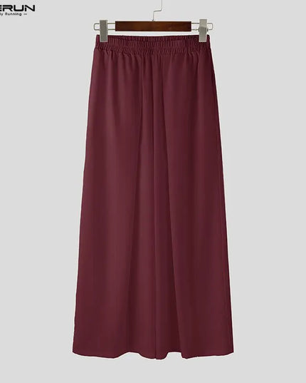 Incerun Men's Casual Wide-Leg Pants with Elastic Waist