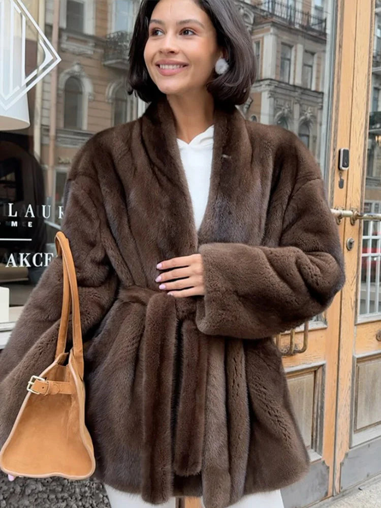 Women's Faux Fur Short Coat with Lapel Collar - Stylish Warm Outerwear for Women