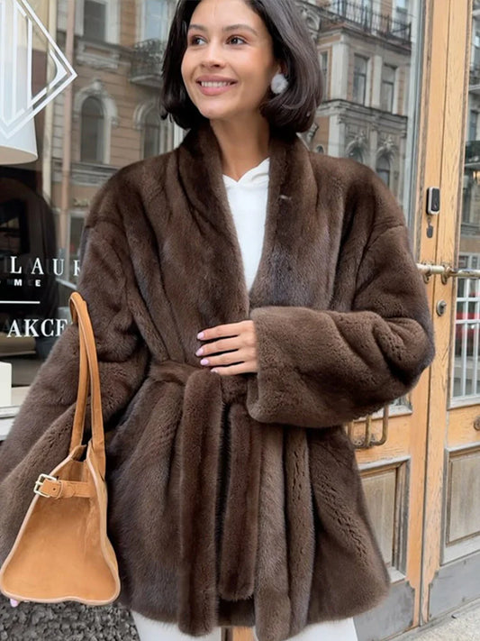 Women's Faux Fur Short Coat with Lapel Collar - Stylish Warm Outerwear for Women