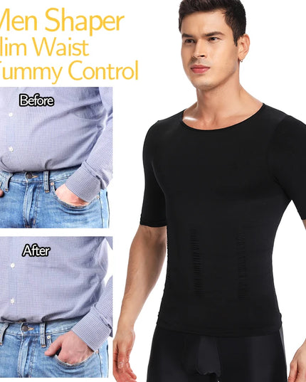 1/2 Piece Men's Body Shaper T-Shirt