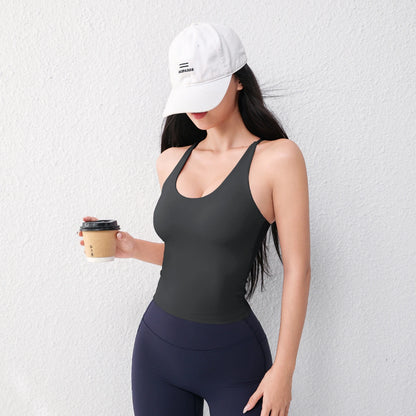 Women's U-Neck Sport's Vest with Chest Padding and Breathable Fabric