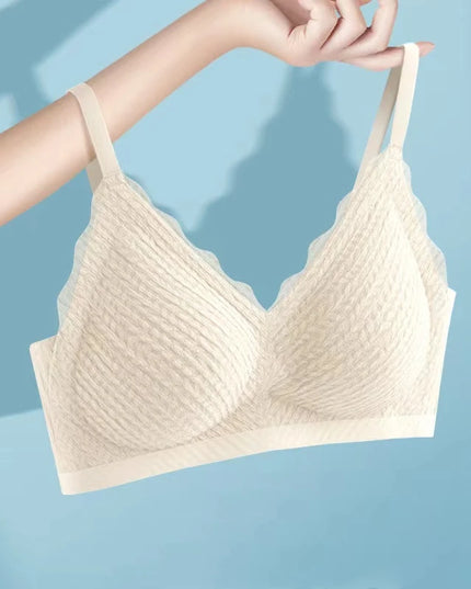 Lace-Trimmed Women's Seamless Non-Slip Bra - Thin Style without Steel Rings