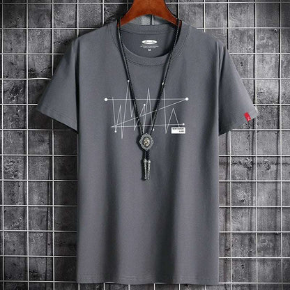 Men's Patterned T-Shirt - Loose Fit, 100% Cotton
