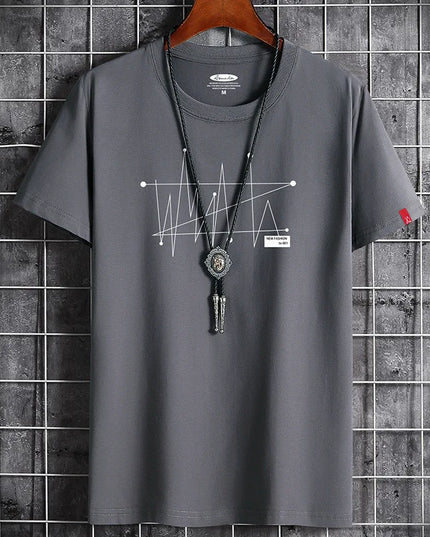 Men's Patterned T-Shirt - Loose Fit, 100% Cotton