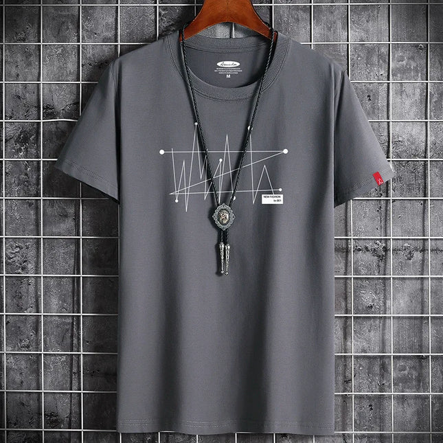Men's Patterned T-Shirt - Loose Fit, 100% Cotton