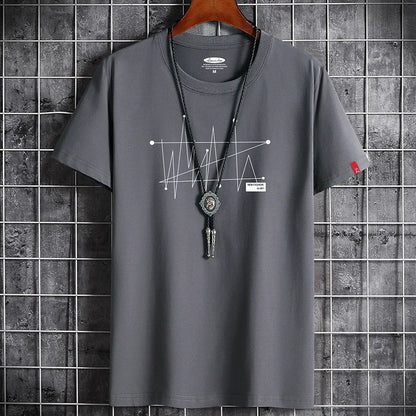 Men's Patterned T-Shirt - Loose Fit, 100% Cotton