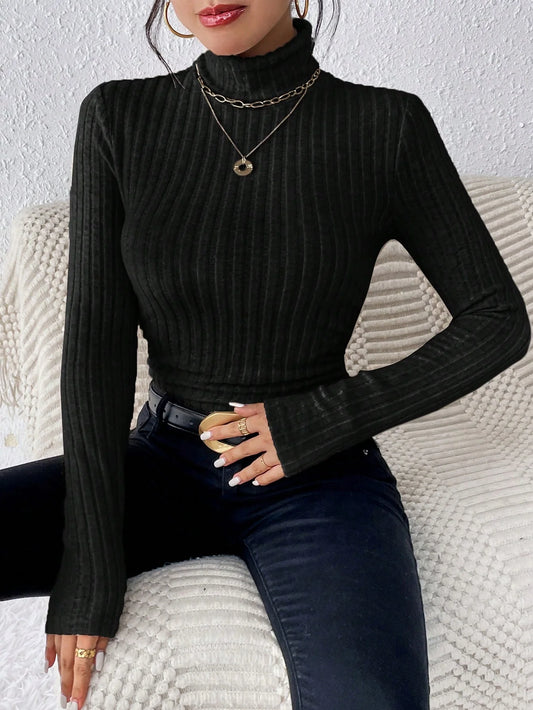 Women’s Long Sleeve Slim Fit Stretch Knitted Sweater