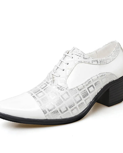 Luxury Men's High Heel Faux Leather Elevator Shoes