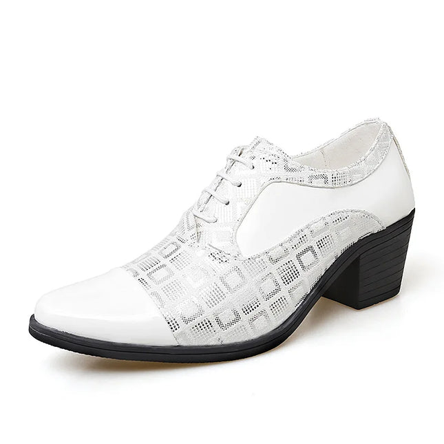 Luxury Men's High Heel Faux Leather Elevator Shoes