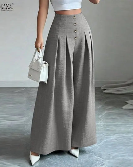 Women's High-Waisted Wide-Leg Pleated Loose Trousers
