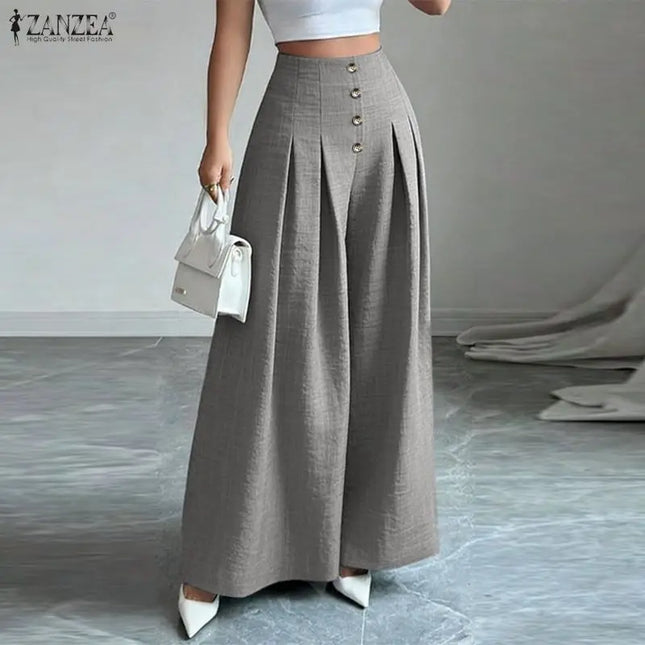 Women's High-Waisted Wide-Leg Pleated Loose Trousers
