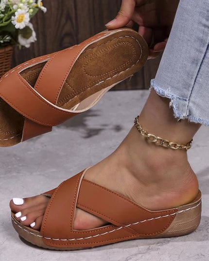 Ladies' Slip-On Wedge Sandals - Comfortable Casual Women's Shoes