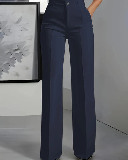 Women's High-Waisted Draped Straight-Cut Pants