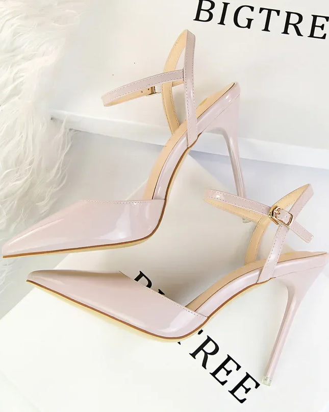 BIGTREE Women's Pointed Toe Buckle Strap Stiletto Heels