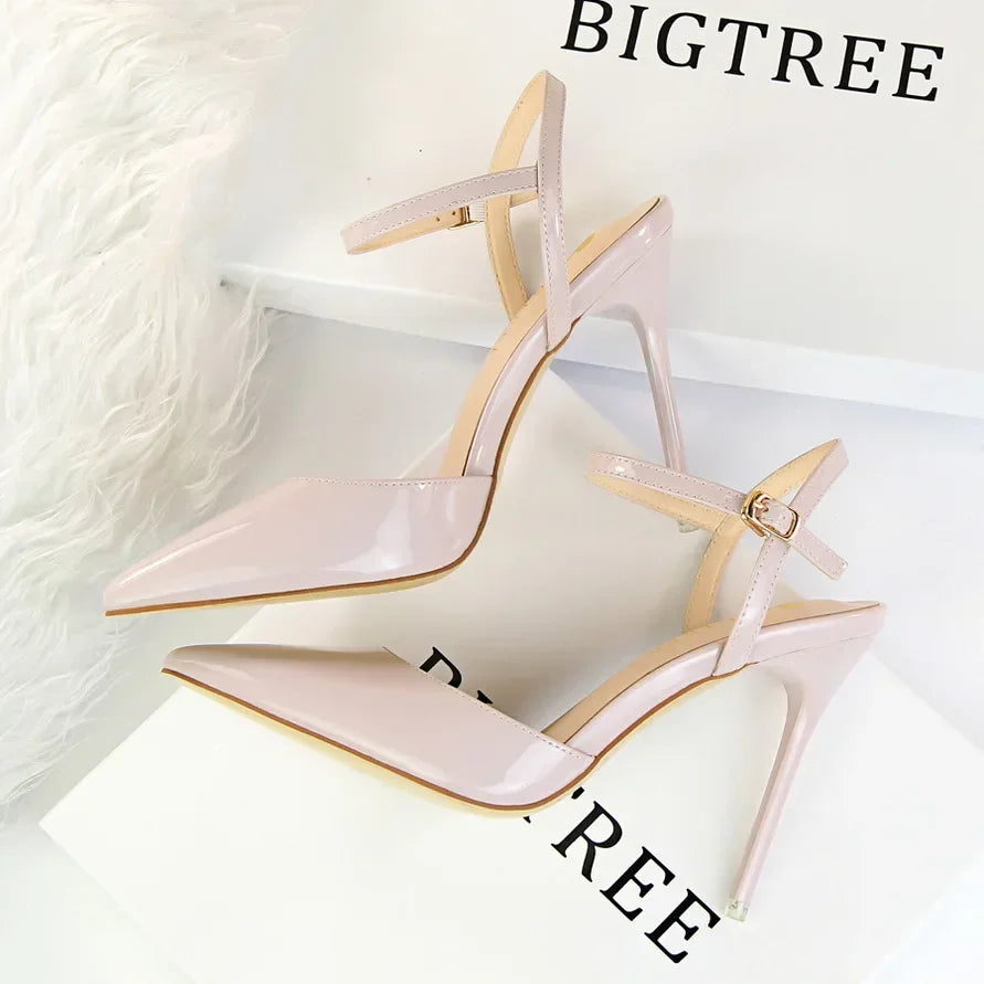 BIGTREE Women's Pointed Toe Buckle Strap Stiletto Heels
