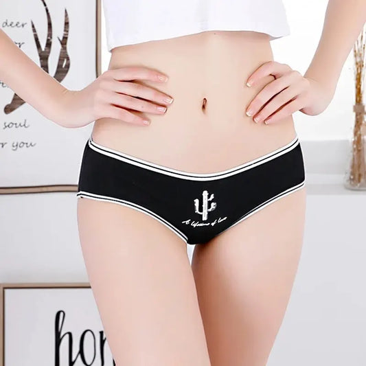 10Pcs Women's Cotton Panties – Comfortable Cartoon Print Underwear Set