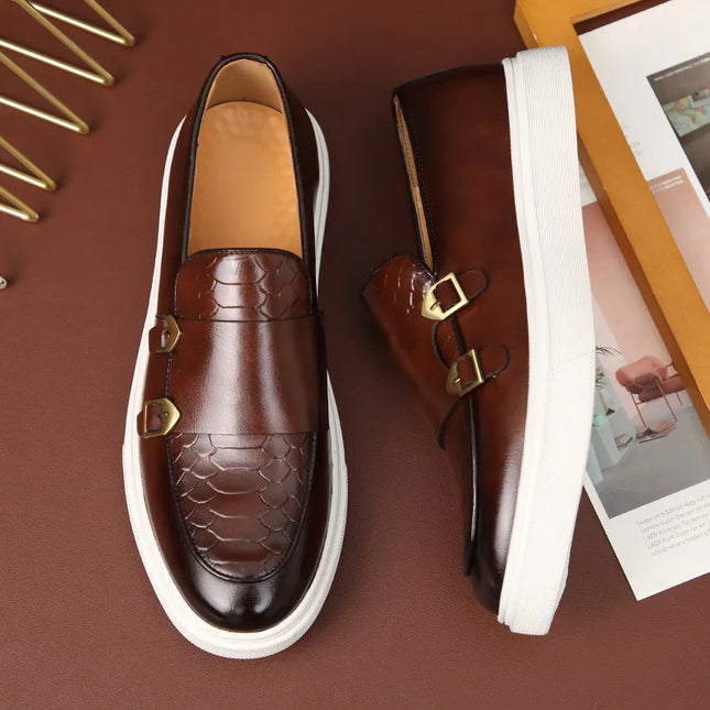 Men's Casual Faux Leather Loafers - Slip-On Dress Shoes for Men