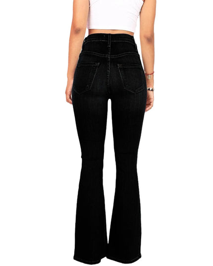 Women's High Waist Bootcut Jeans with Skinny Fit and Hip-Lifting Design