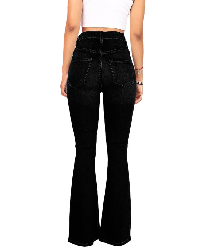 Women's High Waist Bootcut Jeans with Skinny Fit and Hip-Lifting Design